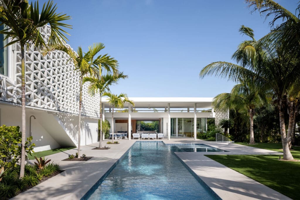 Courtyard at Morningside Residence bringing daylight and landscape into the coastal home