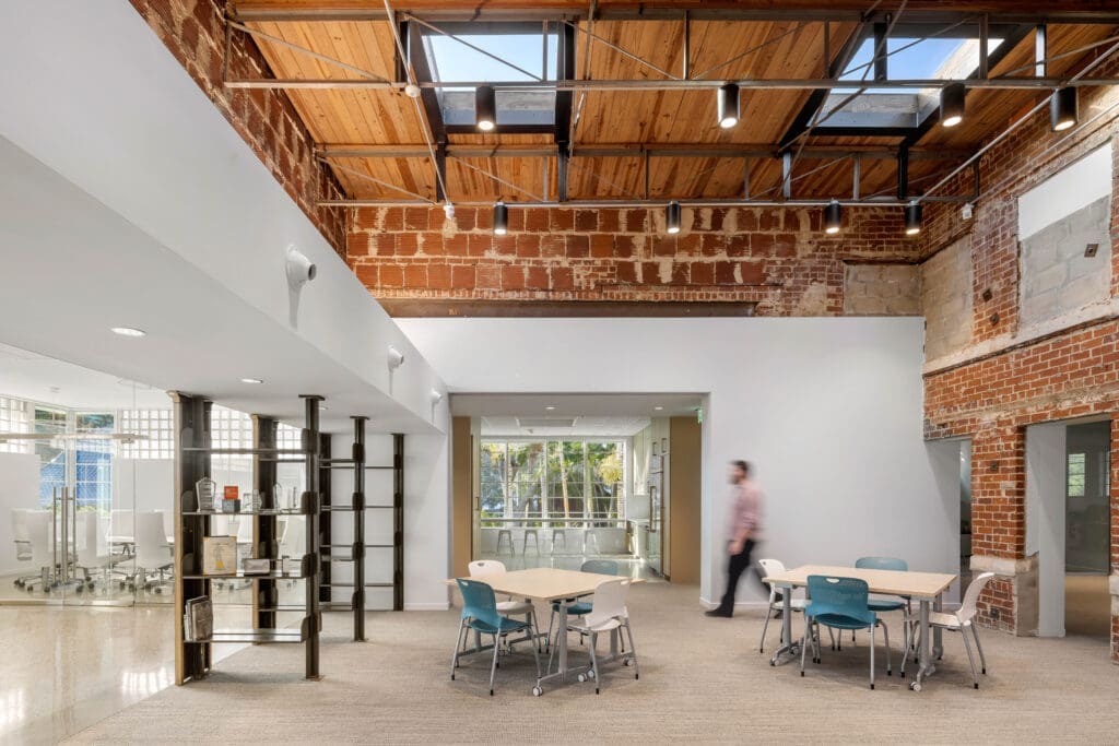 Chidsey Library
Double-height flex space with exposed brick and original wood ceiling, Chidsey Library Rehabilitation, Sarasota, Sweet Sparkman Architects